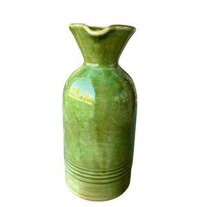 VTG Terrecotte‎ Lotti Drink Pitcher 8.5" Terracotta Green Wine Water Jug Glossy